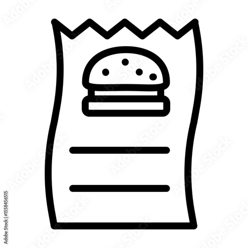 Fast Food Receipt Vector Line Icon Design
