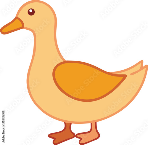 duck, cartoon, cute, yellow, simple, flat design, vector illustration
