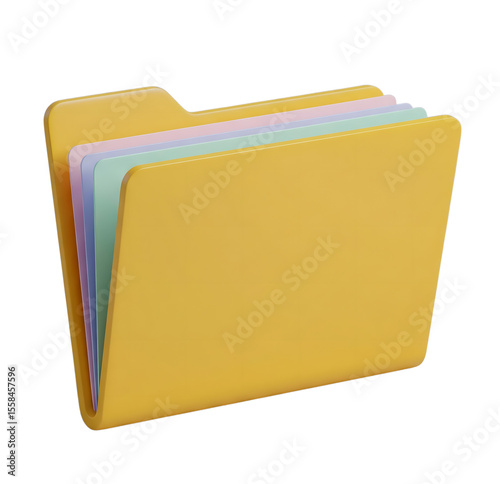 File Folder Icon Minimalist 3D Rendering in a Soft And Smooth Renderer