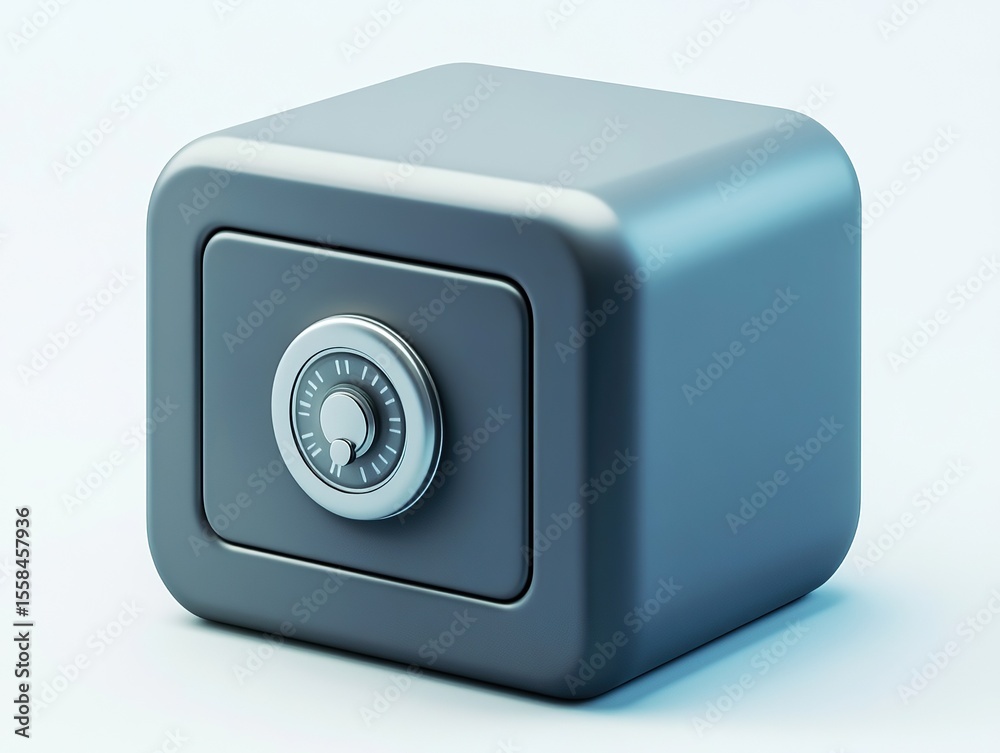 A gray square safe, equipped with a combination lock, symbolizing security and safeguarding valuables. A gray square safe, equipped with a combination lock, symbolizing security and safeguarding valuables.