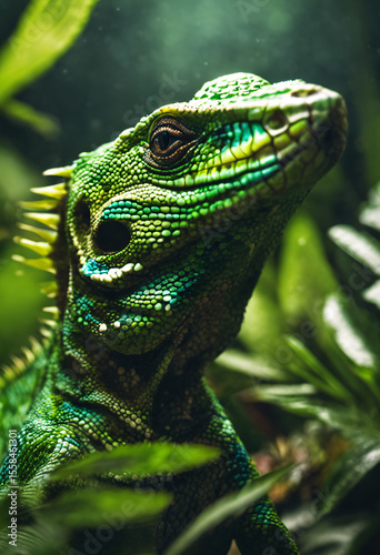 green lizard on a branch