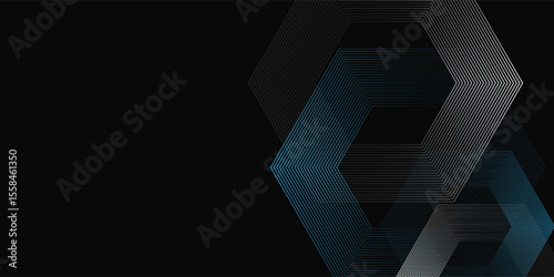 Black abstract background designb simple. Premium stripe texture for banner  business backdrop. Dark horizontal vector template patten glow modern