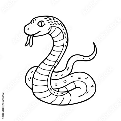 Carton hand drawn snake outline illustration  