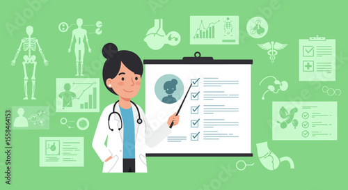 doctor with stethoscope and medical chart