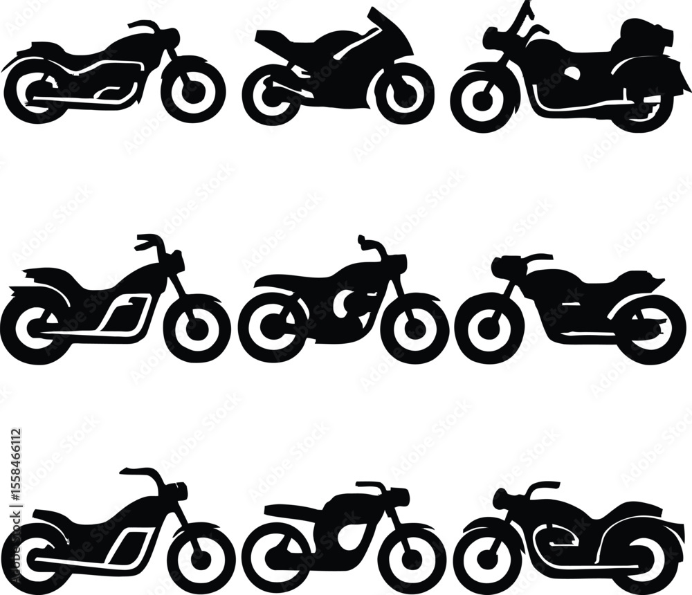 Obraz premium set of silhouettes of motorcycle
