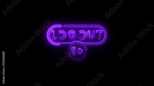 red and blue color Glowing neon text log out icon isolated on black background 4k video, button, icon, green, sign, web, 