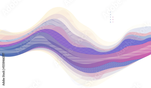 Nature art oriental Japanese style vector abstract background, runny like water shapes and lines with textures.