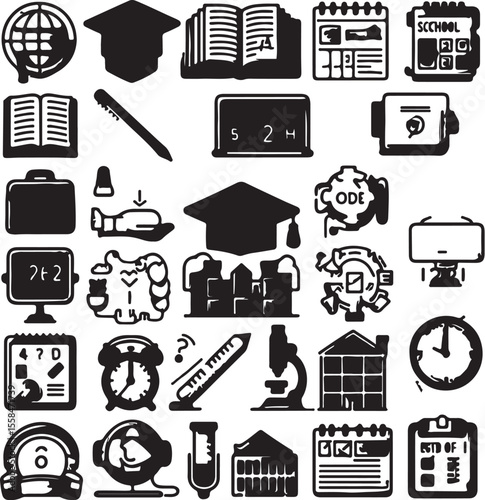 Education and school icon set collection for web and media design