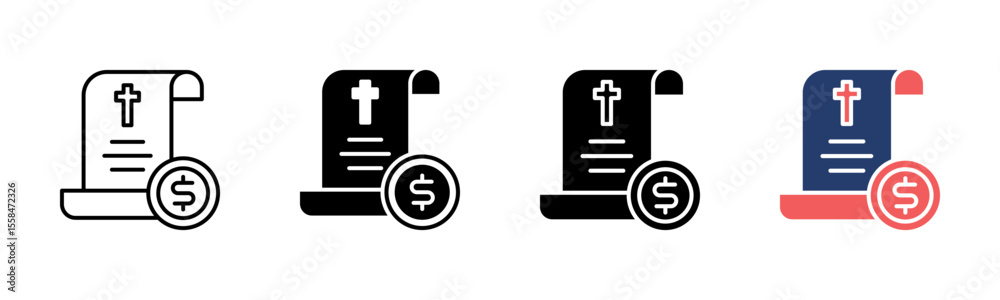 Fototapeta premium Funeral Cost icon sheet multiple style collection