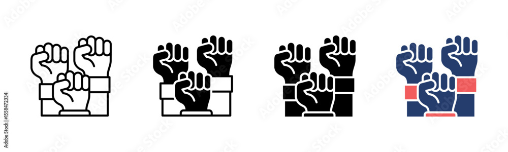 Fototapeta premium Workers Union icon sheet multiple style collection