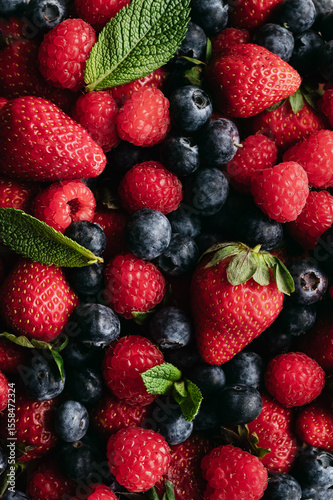 Fresh mixed berries with raspberries and blueberries