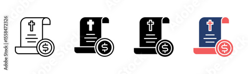 Funeral Cost icon sheet multiple style collection