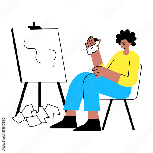 A flat style illustration showing a blank person 

