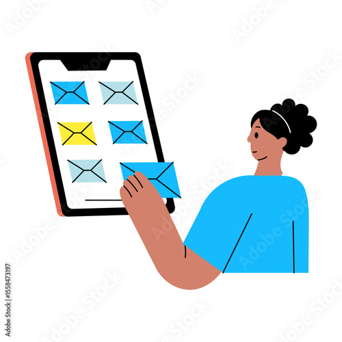 A flat style illustration showing a person mailing 
