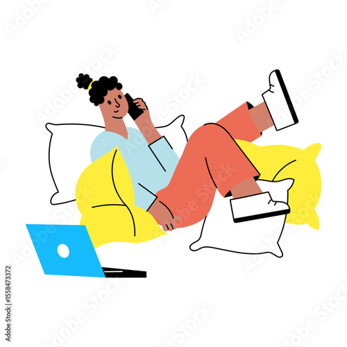 A flat style illustration showing a remote recruiter 
