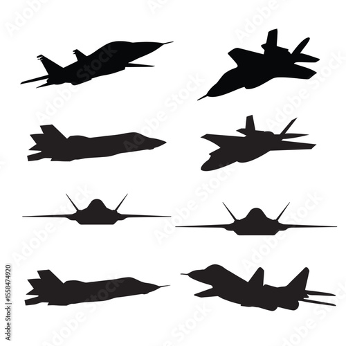 Modern f35 fighter jet vector illustration isolated on white background