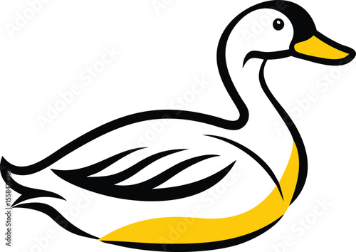 yellow duck,simple line art,vector illustration,flat design,minimal,silhouette
