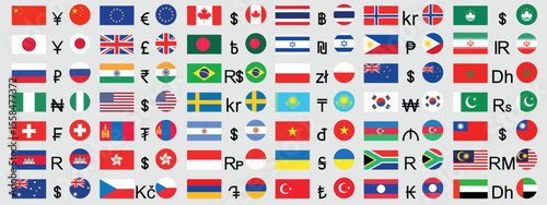 Currency set. Isolated currency on white background