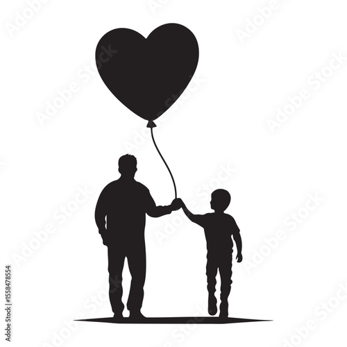 father and son playing together, silhouette vector, Father and son,  Vector silhouette isolated on white background illustration for fathers day