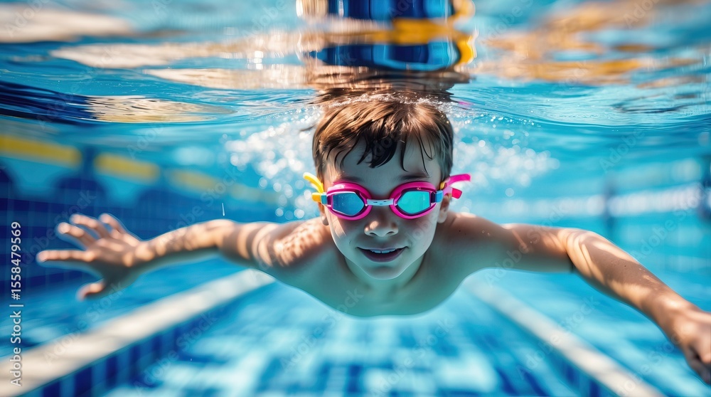 Fototapeta premium Underwater Swimmer with Outstretched Arms — A Simple Image of Freedom in Motion, Focus, and the Peace Within Water