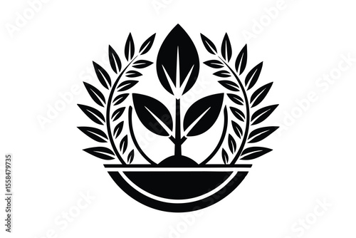 Flourishing Growth Elegant Leaf and Wreath Logo Design