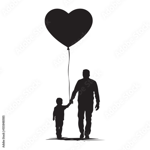 father and son playing together, silhouette vector, Father and son,  Vector silhouette isolated on white background illustration for fathers day