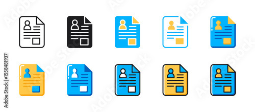 Resume icon for job applications, curriculum vitae, recruitment, HR documents, professional profiles, and career opportunities in the business world.