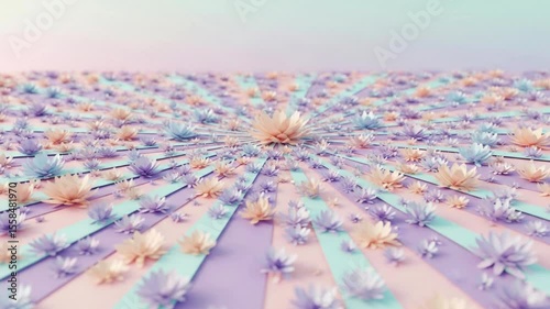 Pastel lotus flowers animation background seamless loop beautiful art