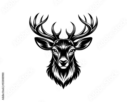 Majestic deer head with antlers bold graphic vector illustration