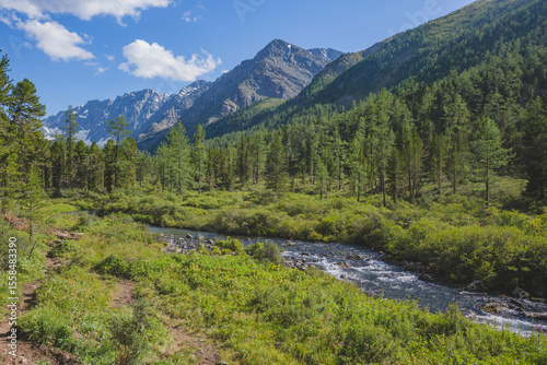 River in the Kuiguk Valley. Altai mountains landscape