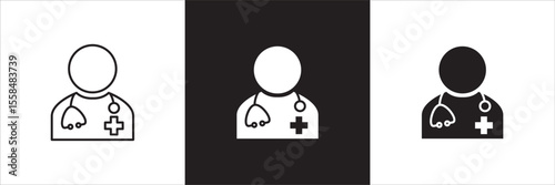 Male doctor icon. Male nurse medical staff icon. Healthcare symbol. Icon symbol compatible for medic consultation, surgeon, nurse, physician, health care. Vector illustration
