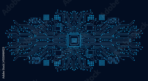 Abstract Circuit Board Design Symmetrical Technology Pattern