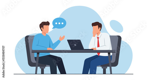 Effective Business Communication Two Colleagues Discussing Project Strategies
