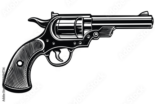 Vintage Revolver A Detailed Illustration of a Classic Handgun