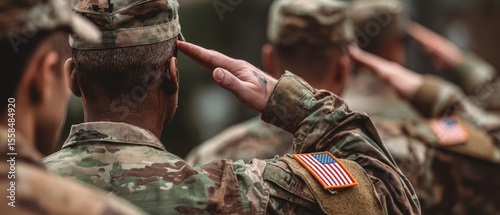 The soldiers saluting in a respectful display of military tradition and patriotism.
