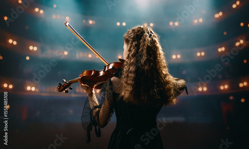 girl playing violin on stage