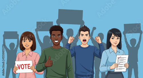 Diverse Group of People Actively Participating in Election and Voting