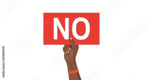 Hand Holding a Red 'NO' Sign Protest, Refusal, and Dissent