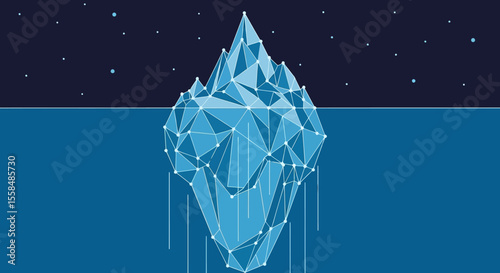 Abstract Iceberg Illustration Polygonal Design of Underwater Ice