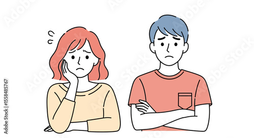 Upset Couple Illustration of Relationship Problems and Sadness