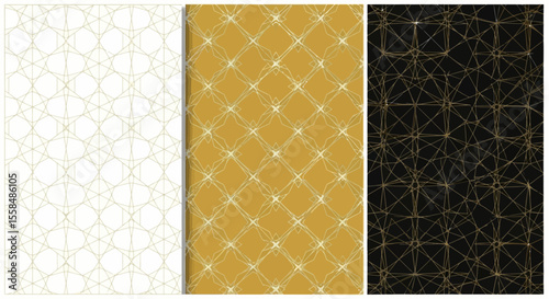 Elegant Geometric Seamless Patterns Gold, Black, White Designs for Digital & Print