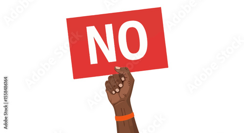 Powerful Protest A Raised Fist Holding a 'NO' Sign