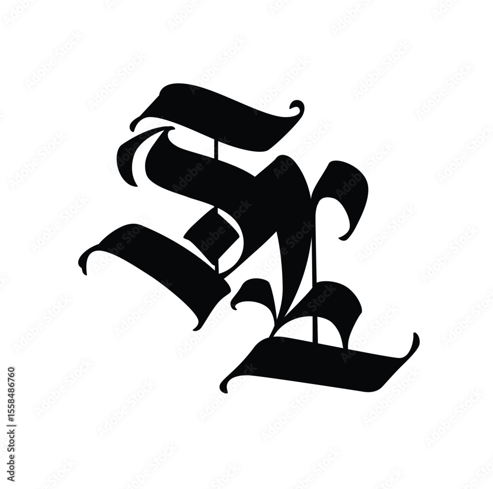Monogram of Gothic letters S and L. Vector. An illustration for an individual design. The name of the studio or product.