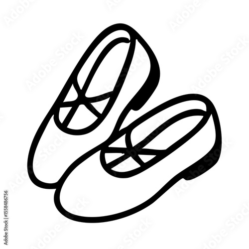 バレエシューズ　線画　手書き