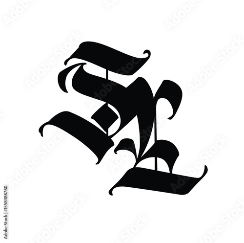 Monogram of Gothic letters S and L. Vector. An illustration for an individual design. The name of the studio or product.
