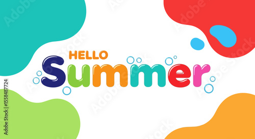 Hello Summer Colorful Typography Design for Summer Greetings
