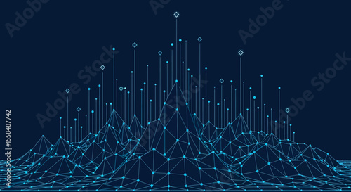 Abstract Digital Landscape Network Data Visualization