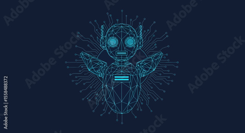 Futuristic AI Robot Digital Art of a Networked Being