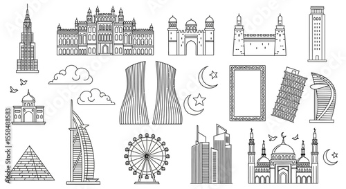 UAE Architecture Line Art Iconic Buildings & Landmarks Collection