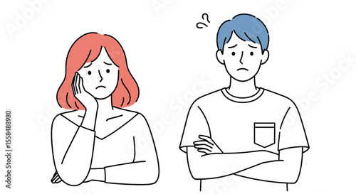 Upset Couple Illustration Relationship Problems, Sadness, and Conflict